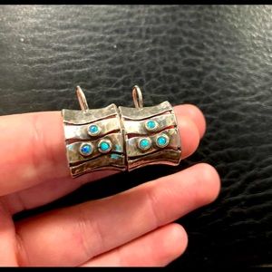 Silver earrings with gem inlay